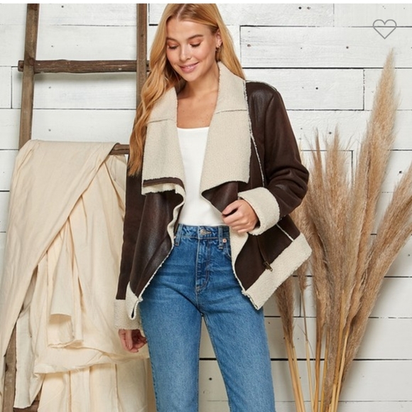 Jackets & Blazers - Brown Faux Shearling Coat NWT